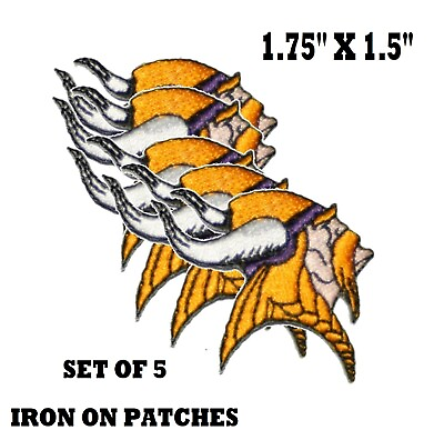 #ad LOT of 5 Minnesota Vikings Embroidered Iron On Patches Small Football Logo $4.40