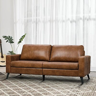 #ad 79quot; Oversized Upholstered Sofa Couch Modern Loveseat Faux Leather amp; Linen Fabric $249.99