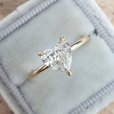 #ad Stunning 1.50 Ctw Heart Shape Moissanite Engagement Ring 14K Yellow Gold Plated $109.65