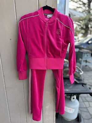 #ad Vintage Juicy Couture Pink Velour Track Suit Set Woman’s Jacket Pants Small $125.00