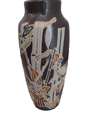 #ad BAMBOO DESIGN CERAMIC VASE Hand Painted3D Affect Waterproof Gorgeous Artwork $18.00