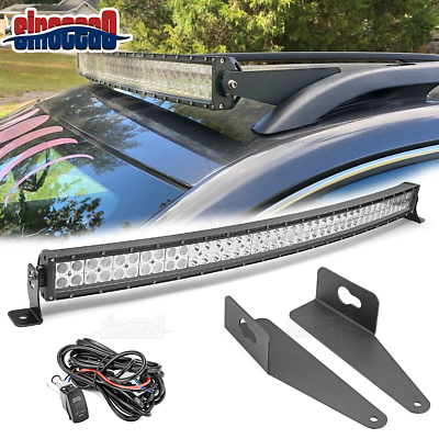 #ad #ad For Jeep Cherokee KL Roof Windshield 42quot; Curved LED Light Bar Brackets Wire Kit $39.99