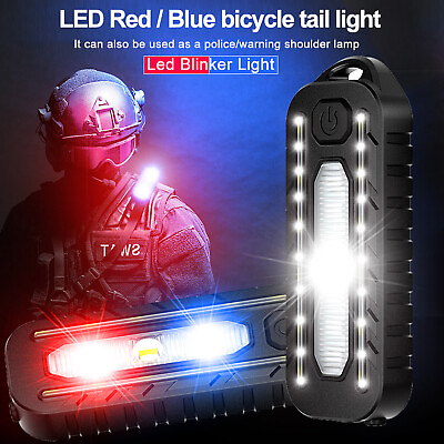 #ad LED Red Blue Shoulder Police Light Clip Flashing Warning Safety Flashlight Bike AU $11.99