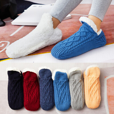 #ad Women Men Slipper Winter Socks Fluffy Non Slip Warm Fleece Lined Cosy Bed Floor* GBP 7.00