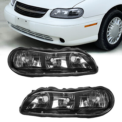 #ad Headlights Assembly for 1997 2003 Chevy Malibu Clear Lens black Housing Lamps $57.99