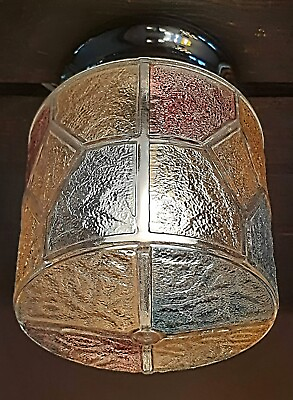 #ad Vintage 1960#x27;s 1970#x27;s Retro Mid Century Glass Ceiling Light Fixture 2 Available $225.00