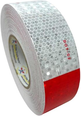 #ad Conspicuity Tape DOT C2 Approved Reflective Trailer Red White 2”x75’ 1 Roll $17.95