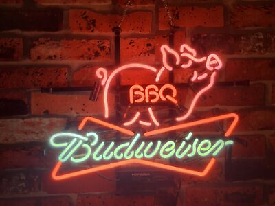 #ad New Bar B Q PIG BBQ 24quot;x20quot; Neon Light Sign Beer Lamp Night Party Wall Decor Bar $240.09