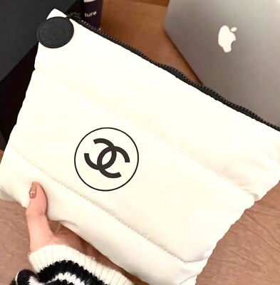 #ad Chanel beauty gift white puffy makeup bag pouch clutch cosmetic case VIP New $69.99
