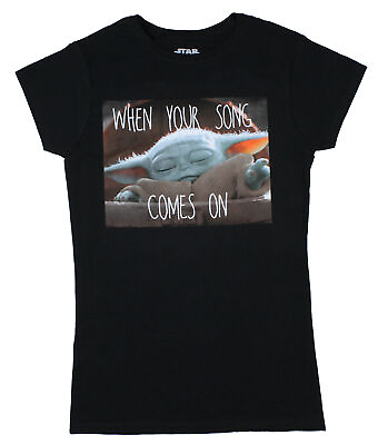 #ad Star Wars Juniors The Mandalorian Baby Yoda When Your Song Comes On T Shirt $12.95