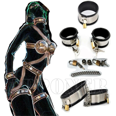 #ad Chastity Belt Bra Thigh Cuff Couple Game Removable Cage Pants Restraint $67.21