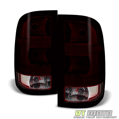 #ad 2007 2013 GMC Sierra 1500 2500 3500 Red Smoke Tail Lights Brake Lamps LeftRight $88.99