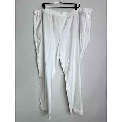 #ad J Jill Pants Womens 4X Linen White Pockets Cuffed New Elastic Waistband Plus $48.00