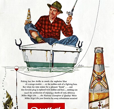 #ad Miller High Life Beer 1952 Advertisement Fishing Drinking Brewery Vintage DWEE7 $29.99
