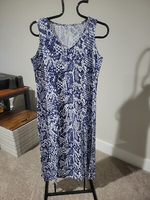 #ad Belle Kim Gravel Slub Knit Tank Maxi Dress NWT Blue Snake Print Size M A394058 $25.00