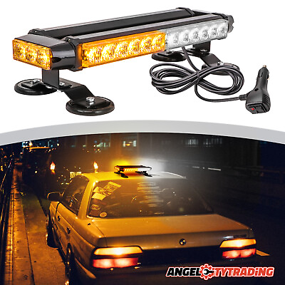 #ad LED Rooftop Emergency Strobe Light Bar Amber White Warning Light Traffic Advisor $47.49
