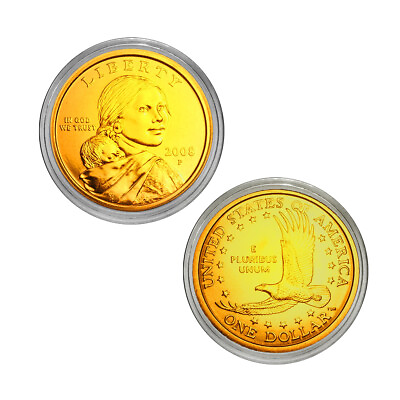 #ad 2008 Sacagawea Native American Dollar Gold Layered $2.95