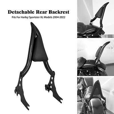 #ad Black Detachable Passenger Rear Backrest Sissy Bar Fit For Harley XL 883 2004 UP AU $216.19