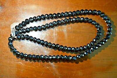 #ad Diamond Black Faceted Beads 6mm Necklace Earth Minded 925 Silver Clasp 22 Inches $331.55