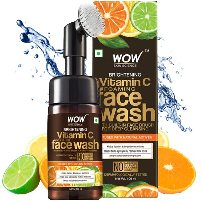 #ad Vitamin C WOW USA 2 PCS Exp.2026 Brightening Face Wash Built Face Brush 300 ML $34.99