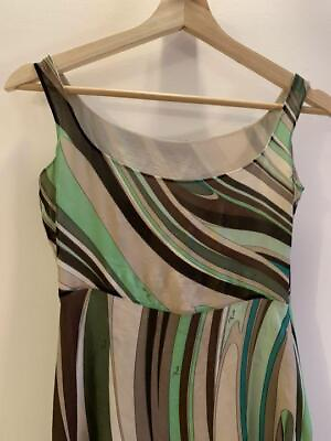 #ad Emilio Pucci Silk Chiffon Green Dress S Size 100% Silk Ladies Made in Japan $128.00