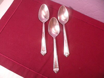 #ad Set Of 3 Oneida Augusta Stainless Steel Oval Soup Spoons 7 1 8quot; $15.75