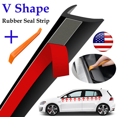#ad Car Door Side Window Trim Edge Moulding Rubber Weatherstrip V Shape Seal Strip $8.07