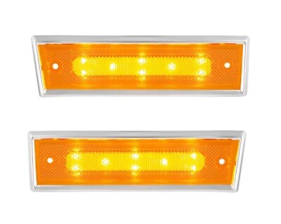 #ad Pair Amber LED Dual Function Side Marker Lights w Trim For 1981 1986 Chevy C10 $57.99
