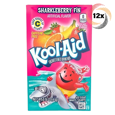 #ad 12x Packets Kool Aid Sharkleberry Fin Caffeine Free Soft Drink Mix .16oz $10.28