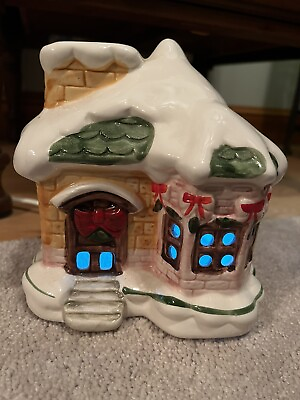 #ad Vintage Light Up Electric Ceramic Christmas Snow Village House by ONI $16.00