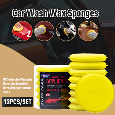 #ad 12PCS Kit Car Waxing Polish Foam Sponge Wax Applicator Cleaning Detailing Pads $5.93
