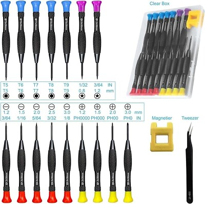 #ad 18 Pc Mini Precision Screwdriver Set With Case Magnetic Tweezers for Electronics $9.89