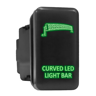 #ad #ad CURVED LED LIGHT BAR Green Backlit Push In Switch 1.54quot;x 0.83quot; Fit: Toyota $10.95