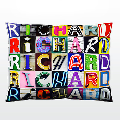#ad Personalized Pillow featuring the name RICHARD in photos of sign letters $65.00