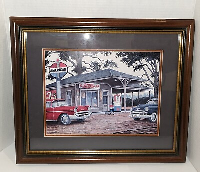 #ad Vintage Original American Gas Amoco Service Station Artwork Print 1980#x27;s 18 X 16 $35.99