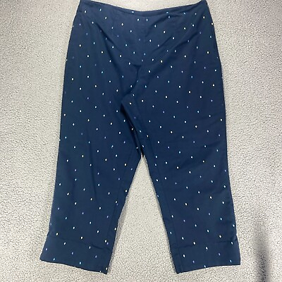 #ad Requirements Womens Capri Pants Navy Blue Polka Dot Size 18 Cotton Blend $7.99