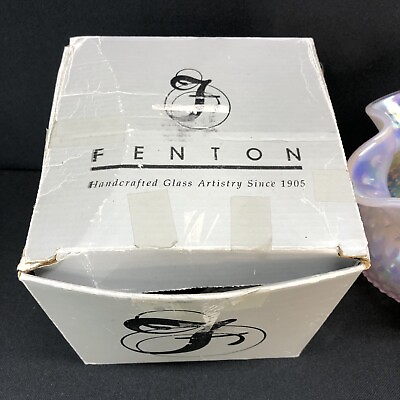 #ad Fenton 95th Anniversary Pearl Opalescent Iridescent Hobnail Vase Original Box $99.99