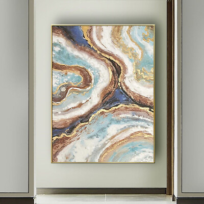 #ad Hand Golden Texture Stone Pattern Canvas Painting Geometric Drawing Decor $99.80