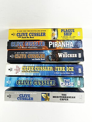 #ad CLIVE CUSSLER 6 book lot Action Adventure Fiction Trade Paperbacks $10.20