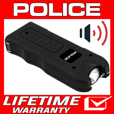 POLICE Stun Gun 628 650 BV BLACK Rechargeable LED Flashlight With Siren Alarm $16.95
