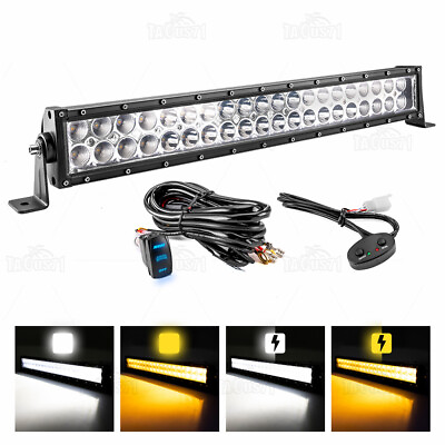 #ad #ad 22Inch 120W LED Light Bar Combo Amber White Strobe for Jeeps Truck Car ATV SUV $94.99