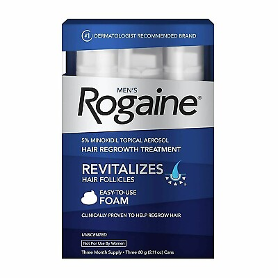 #ad Exp 8 24 Rogaine Mens Regrowth Foam 5% Unscented 3 Month Supply Exp 8 24 $37.50