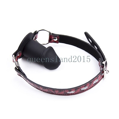 #ad Restraint Leather Silicone Open Mouth Gag Harness Game Bongdage Oral Plug BDSM $9.99