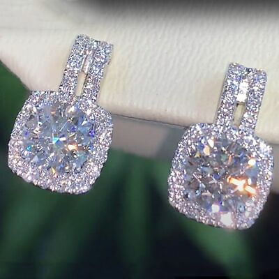 #ad Fashion Cubic Zircon 925 Silver Filled Stud Earring Women Wedding Jewelry Gift $4.79