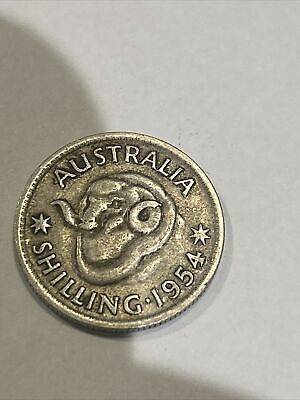 #ad 1954 1 Australian Shilling Good Condition. 0.50 Silver GBP 6.80
