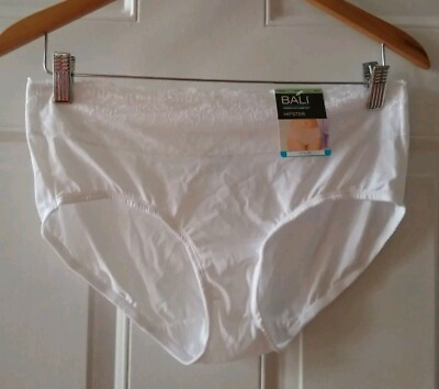 #ad BALI PASSION FOR COMFORT WHITE AND LACE HIPSTER PANTY SIZE XL 8 $7.60