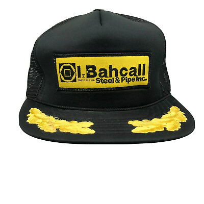 #ad BAHCALL STEEL amp; PIPE Mesh Foam Rope Patch Black Trucker Cap Hat Scrambled Egg YZ $26.06