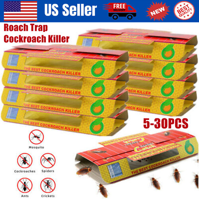 #ad Max 30 X Pest Roach Glue Trap Cockroach Killer Bait Catchers Indoor Office Motel $6.55