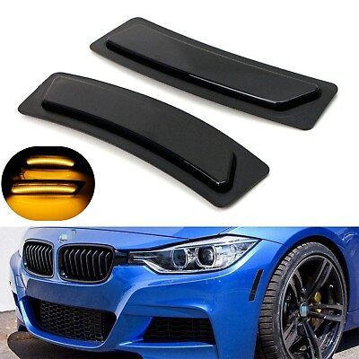 #ad 2 Smoke Amber LED Bumper Turn Signal Side Marker Lights For 16 19 BMW 3 4 Series $21.99