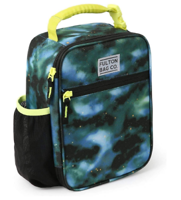 #ad Fulton Bag Co Thermal Insulated Lunch Bag Hard Liner W Divide Neon Galaxy $11.99